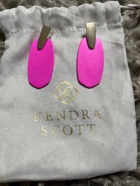 Kendra Scott Hot Pink Drop Earrings with Gold Accents